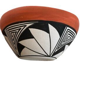 Native American Acoma Pueblo N.M. Bowl Plate Dish Signed S. Chino Handmade Vtg